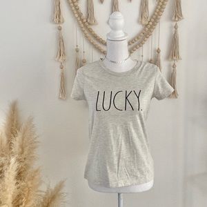 Rae Dunn lucky tee shirt short sleeve St. Patrick’s Day 🍀 Heather grey xs